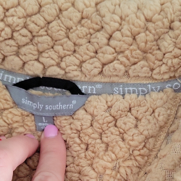 Simply Southern Tan Teddy Jacket with Patterned Accents - Picture 2 of 2